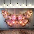 1 giant pink butterfly decoration with glowing gold frame - butterfly party decoration. 