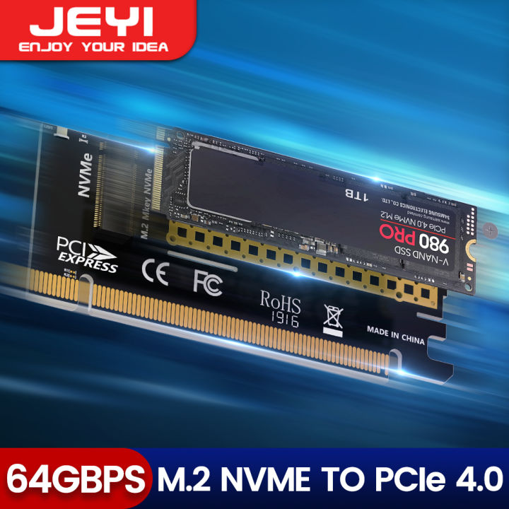 JEYI M.2 NVME to PCIe 4.0 x16 Adapter, M.2 NVMe SSD to PCI-e 4.0 Expansion Card, Supports 2280/60/42/30 Solid State Drives