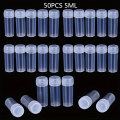 50Pcs 5ML Plastic Sample Small Bottle Vial Storage Vial Storage Container Test Tube with Screw Caps for Lab powder Sample. 