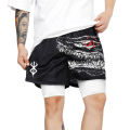 Berserk Print 2 in 1 Running Shorts for Men Gym Workout Fitness Athletic Shorts with Pockets Summer Activewear Quick Dry Stretch.