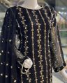 3 pc Hania Amir most famous beautiful dress full of pearl work in  georgette stuff best quality😍 available in small size black colour. 