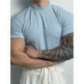 Spring Summer Elastic Men's T-Shirt Small High Collar Stripe Shirt Short Sleeve Fitness Top Leisure Sport T-Shirt Men Sportswear. 