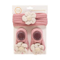 2Pcs/Set Ins Waffle Blossom Flower Nylon Headbands Non-Slip Short Cotton 0-12M Socks Stockings Elastic Hair Bands Headwear. 
