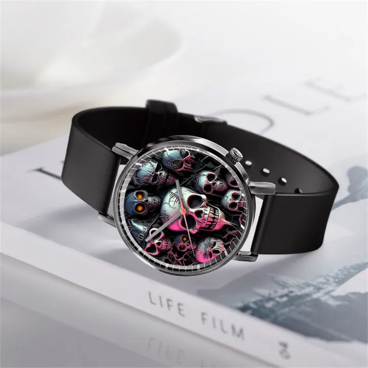 Hot%20Halloween%20Simple%20Skull%20Design%20Men%20And%20Women%20Quartz%20Watches%20Casual%20Black%20Silicone%20Clock%20%20Watch%20-%20Image%203