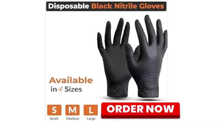 Black Nitrile Gloves Disposable 2 to 100 Pcs – Powder Free & Latex Free, Durable, Waterproof & Thick | For Kitchen, Cooking, Cleaning, DIY, Mechanical, Laboratory, Scientific & Educational Learning Use Alternative to Blue Nitrile