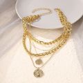 Golden chain vintage multi-layer necklace. 