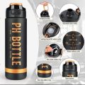 Outdoor fashionable sports water bottle with scale, portable car handle ring, plastic water cup pop-up cover(1 liter). 