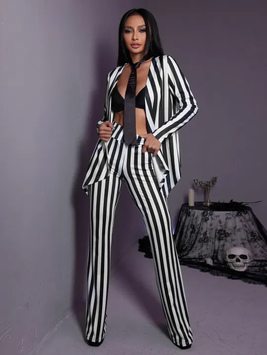 Black%20and%20white%20striped%20women's%20suit%20Jacket%20Niche%202024%20Spring%20new%20holiday%20party%20high-end%20suit%20jacket%20Women's%20casual%20loose%20coat%20-%20Image%205