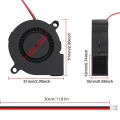 12/24V DC 5015 Blower Fan 50mmx15mm Blower Turbine Turbo Dual Ball Bearing, Cable Brushless Cooling 2PIN for 3D Printer.