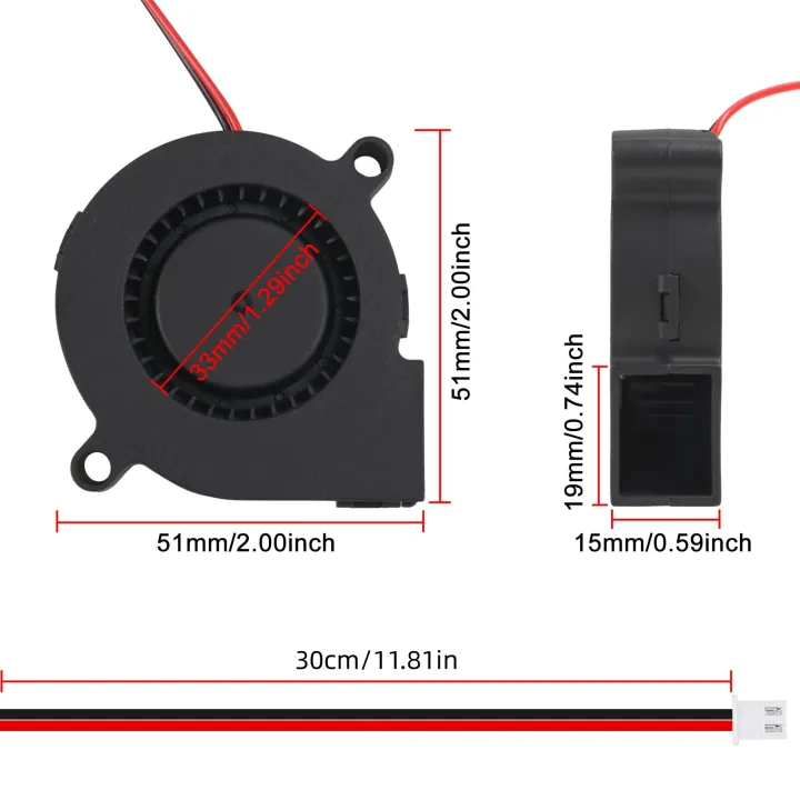 12/24V%20DC%205015%20Blower%20Fan%2050mmx15mm%20Blower%20Turbine%20Turbo%20Dual%20Ball%20Bearing,%20Cable%20Brushless%20Cooling%202PIN%20for%203D%20Printer%20-%20Image%202