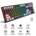 96 Keys Wireless Keyboard RGB Backlight Rechargeable 2.4G USB Gaming Keyboard for Windows PC Laptop Game. 