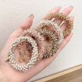 3pcs Full Beads Hair Tie Crystal Hair Ties Elastic Hair Scrunchies Faux Pearl Hair Ropes Ponytail Holders Hair Accessories For W. 