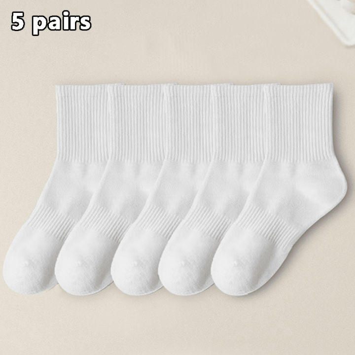 5Pairs Brand Men Cotton New Style White Socks Men Soft Breathable Sports Long Socks Summer Winter for Male Socks Plus Size