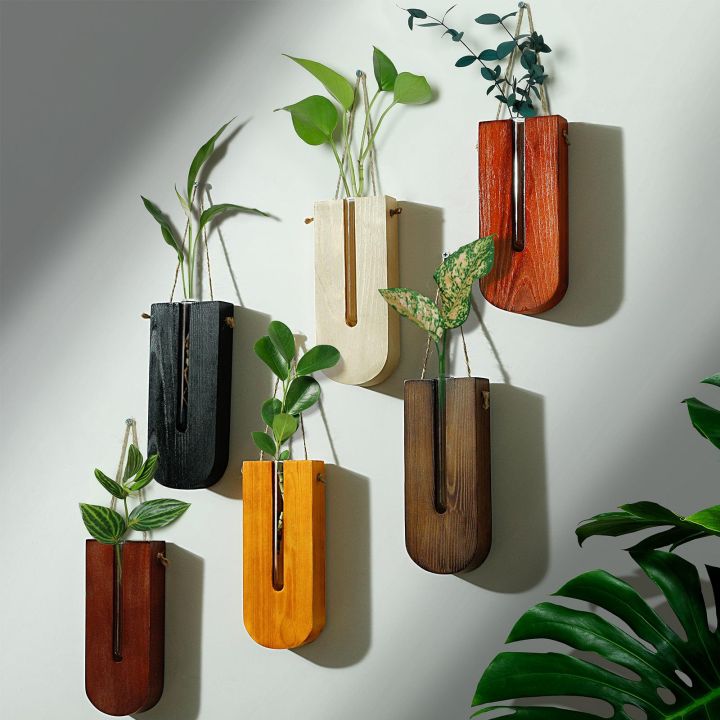 Aura U-Shaped Timber Propagation Vase – Set of 3