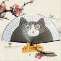 Cat Chinese Cartoon Silk Fashionable Japan style Hand Fans Popular Lovely Kitty fan Handheld Folding Women Girls show Fans. 