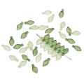 100Pcs acrylic mini small tree leaves, light green, dark green, each 50Pcs beads, handmade DIY making jewelry bracelet accessori.