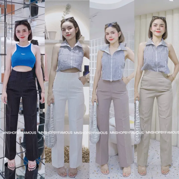 🍒Micro Rivets🍒Wide leg pants🧸Famous banners🎀 | Shop.com.mm
