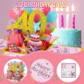 Happy Birthday Greeting Card With Envelope 3D Gift Box 18/30/40/50/60th Years Old Birthday Wishes Message Card Party Gift. 