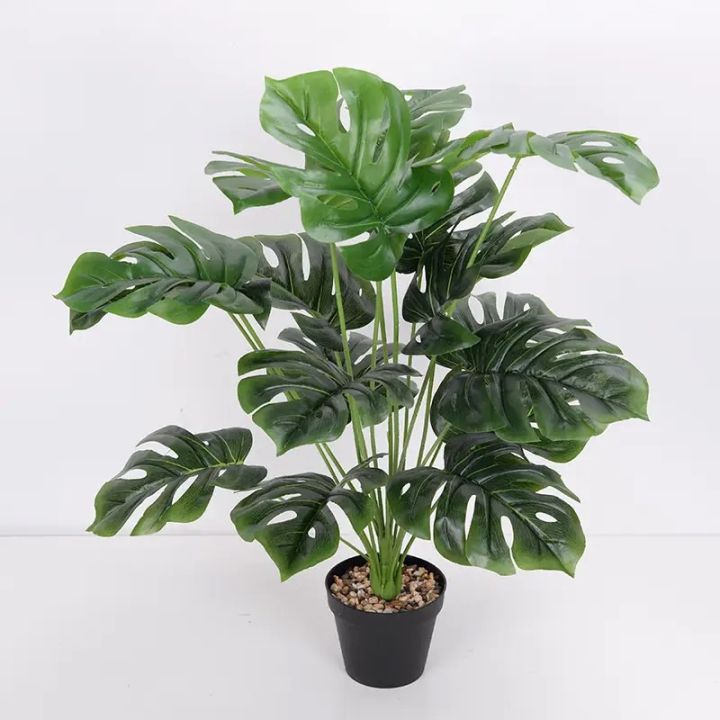 Large Green Palm Leaves Monstera Artificial Plants Tropical Plastic Tree Plant Home Garden Decor Living Room Balcony Decor