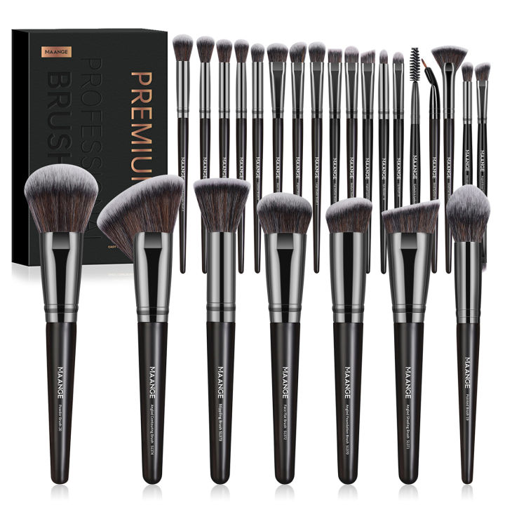MAANGE 25Pcs Professional Gift Box Makeup Brushes Kit Face Eye Beauty Brushes for Foundation Conceal Eyeshadow Contour Brush Kit