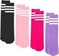 28cm Kids Soccer Socks Three Stripes Knee High Socks Cotton Sports Socks Toddler Boys Girls Uniform Tube Socks.