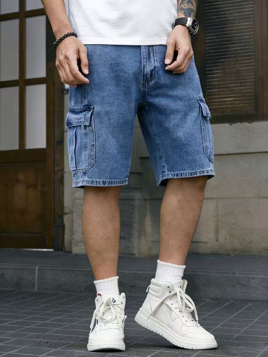 Men's%20Summer%20Loose%20Straight%20Fit%20Five%20Pocket%20Denim%20Shorts%20in%20American%20Retro%20Workwear%20Style%20-%20Image%203