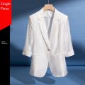 Women's Light Blue Acetate Suit Jacket Summer Style Lightweight Single Button Casual Top. 