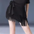 Black Fringe latin Dance Skirts for women girls latin salsa rumba practice dance wrap skrits jazz dance hip scarf. 