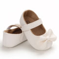 Solid color PU leather girl princess bow flat shoes with anti slip  sole walking 0-18M newborn baby dress shoes. 