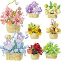 DIY MOC Potted Rose Sunflower Plants Succulents Bonsai Tree Gardens Romantic Building Blocks Model Bricks Kids Sets Kits Toys.