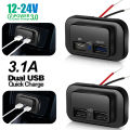 QC3.0 PD Car Charger Socket Quick Charge Dual USB Charger Outlet Panel Power Adapter for Truck Camper Caravan Accessories 12/24V. 