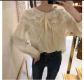 ချည်သားရှပ်အင်္ကျီ ဇာပါ လက်ရှည် Cotton Shirt with lace long sleeve elegance and trendy comfortable and cozy AyeyarMark. 