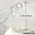 Fashionable Silvery Tassel Hoop Pendant Earrings, Exquisite Jewelry, Perfect Birthday  For Women. 