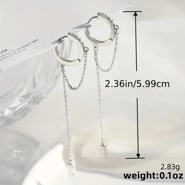 Fashionable%20Silvery%20Tassel%20Hoop%20Pendant%20Earrings,%20Exquisite%20Jewelry,%20Perfect%20Birthday%20%20For%20Women%20-%20Image%203