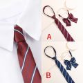Handcrafted JK-style striped necktie & bow tie - youthful school uniform accessory. 