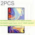 2-pack Glass screen protector for Redmi pad pro 12.1''/ pad 2 pro 12.1 /for Redmi POCO Pad tab tablet protective film.
