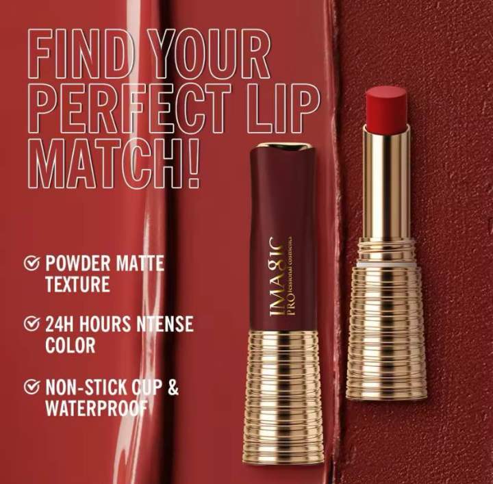 IMAGIC%20Lipstick%20Matte%20No-stick%20Lipstick%20Long%20Lasting%20%20Waterproof%20Lip%20Stick%20Smudge-free%20Classic%20Highly%20Pigmented%20Lip%20Tint%20Makeup%20(BULLET%20)%20-%20Image%202