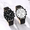 MSCXDK Brand 2PCS Set Couple Fashion Casual Leather Watches Ladies Simple Dial Quartz Wristwatches Dress Clock Montre Femme. 