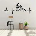 1 pc mountain bike heartbeat Wall Sticker Self Adhesive Vinyl Waterproof Wall Art Decal For Kids Rooms Diy Home Decoration. 