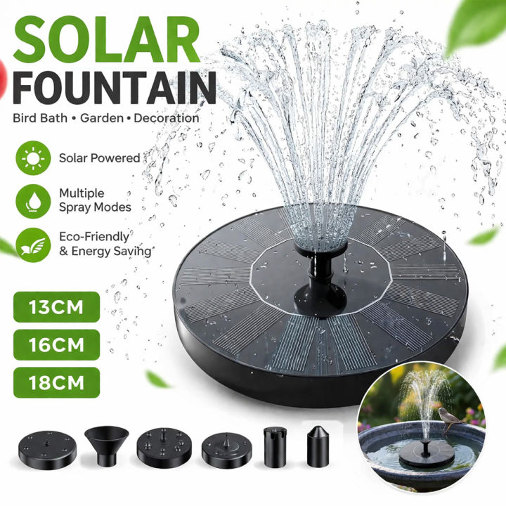 Solar Outdoor Fountain, Water Pump for Bird Baths, Garden Ponds, Pools, Fish Tanks & Aquariums