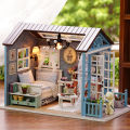 DIY Miniature Dollhouse Kit Assemble Puzzle 3D Wooden House Room Craft With Furniture LED Lights For Friends Birthday  Toys. 