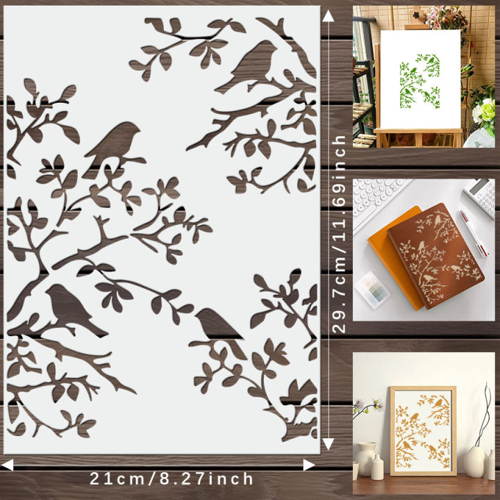 1PC%2011.7inch%20Bird%20on%20Branch%20Stencil%20for%20DIY%20Wall%20Journal%20Painting%20Decoration%20-%20Image%204