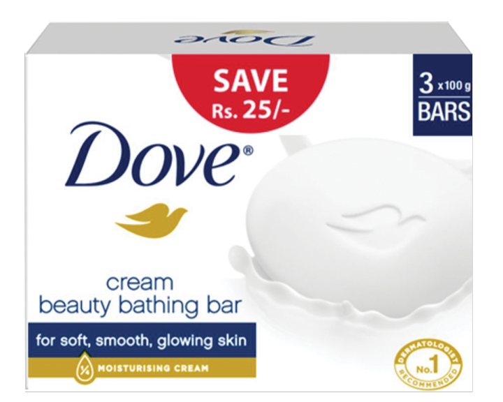 Dove Cream Beauty Bathing Bar - 100g (Pack of 3)
