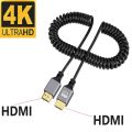 4K HDMI Spring Cable Male to Male Left Right Up Down Mini Micro HDMI Coiled Extension Flexible Spiral Cable Plug HDMI Cable.