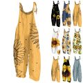 Sunflower Pattern Overalls For Women Fashion Slim Jumpsuit Women Casual Loose Romper For Women Mono Deportivos Mujer Gym.