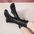 Winter New Style Round-toe Thick-soled Cross-strap Fashionable Motorcycle Boots, Comfortable Non-slip Trendy Women's Boots.