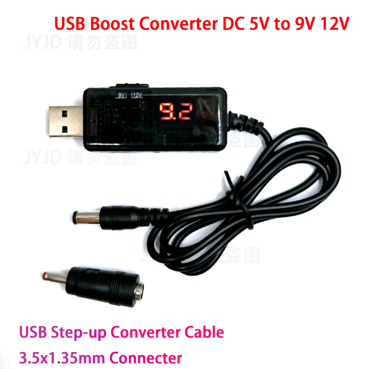 USB Boost Converter DC 5V to 9V 12V USB Step-up Converter Cable 3.5x1 ...