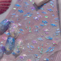 Laser Sliver Star Ocean Dolphin Whale Shoal of fish Bubbles Sea Marine Organisms Nail Art Sticker Self Adhesive Manicure Decal.