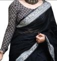 Exclusive and Trendy Design Black And Silver Flower Par Fashionable Tangail half silk Saree for Women - sari | শাড়ি | shari. 