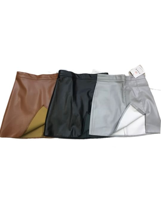 Synthetic%20Leather%20Skirt%20with%20Slit%20for%20Women%20-%20Image%206